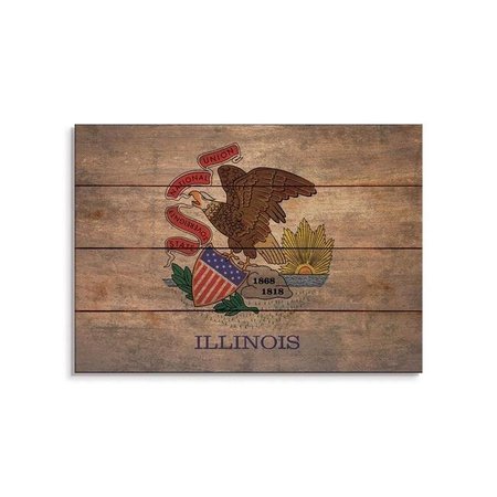 WILE E. WOOD Wile E. Wood FLIL-2014 20 x 14 in. Illinois State Flag Wood Art FLIL-2014